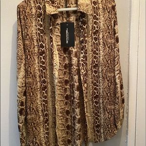 PLT Brown Snake Printed Oversized Shirt